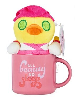 Duck plush and Mug set “all beauty no sleep”